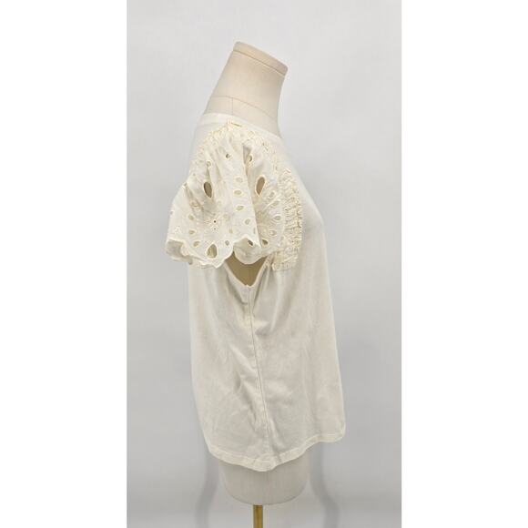 Express Ivory Ruffle Sleeve Tee – Size M – NWT - Picture 2 of 6